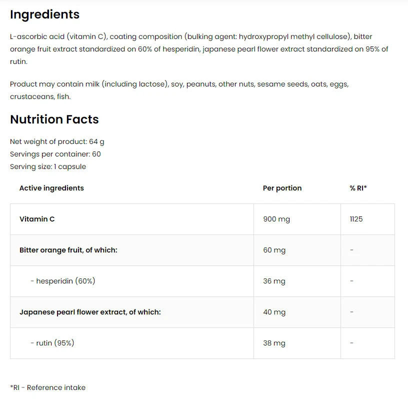 OstroVit - Vitamin C med Hesperidin och Rutin, 60 kapslar - Bild 2