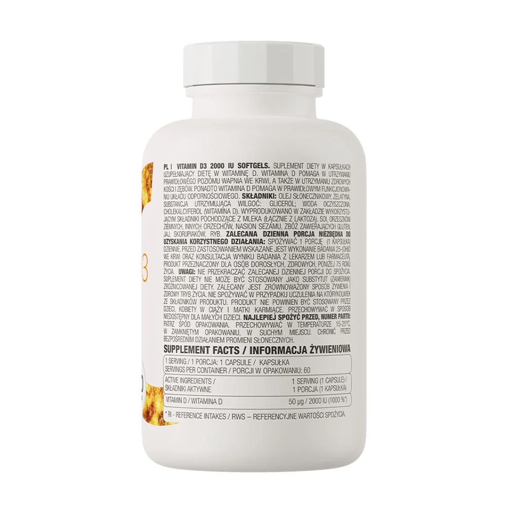 OstroVit - Vitamin D3 2000 IE, 60 mjukkapslar - Bild 7