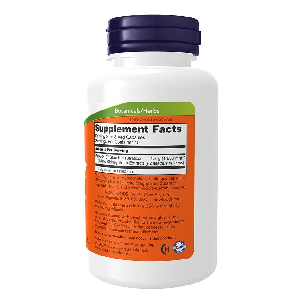 NOW Foods - Phase 2, Vitt Kidneybönsextrakt, 500 mg - 120 vegkapslar - Bild 8