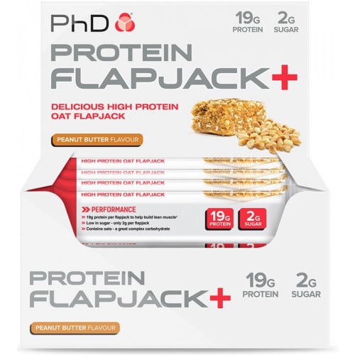 PhD - Protein Flapjack+, jordnötssmör, 12 barer | HälsokostProteinerProteinbarsKreatintillskottFitness och träningSundhedsfødevarer | Apoteka