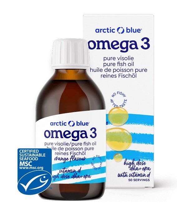 Arctic Blue - Ren Fiskolja med Hög Dos DHA + EPA och Vitamin D, Apelsin - 250 ml | Hälsa och välbefinnandeOmega och fiskoljaHälsokost | Apoteka