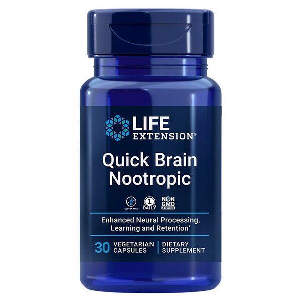 Life Extension - Quick Brain Nootropic, 30 kapslar | Hälsa och välbefinnandeMental fokus och minneHälsokostBiohacking | Apoteka