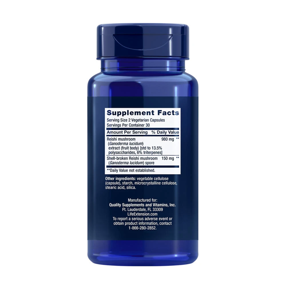 Life Extension - Reishi Extract Mushroom Complex, 60 kapslar - Bild 2