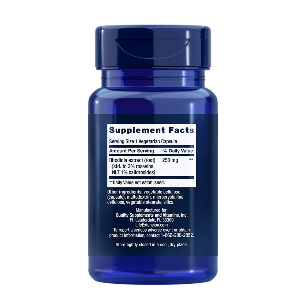 Life Extension - Rhodiolaextrakt, 250 mg - 60 vegetabiliska kapslar - Bild 5