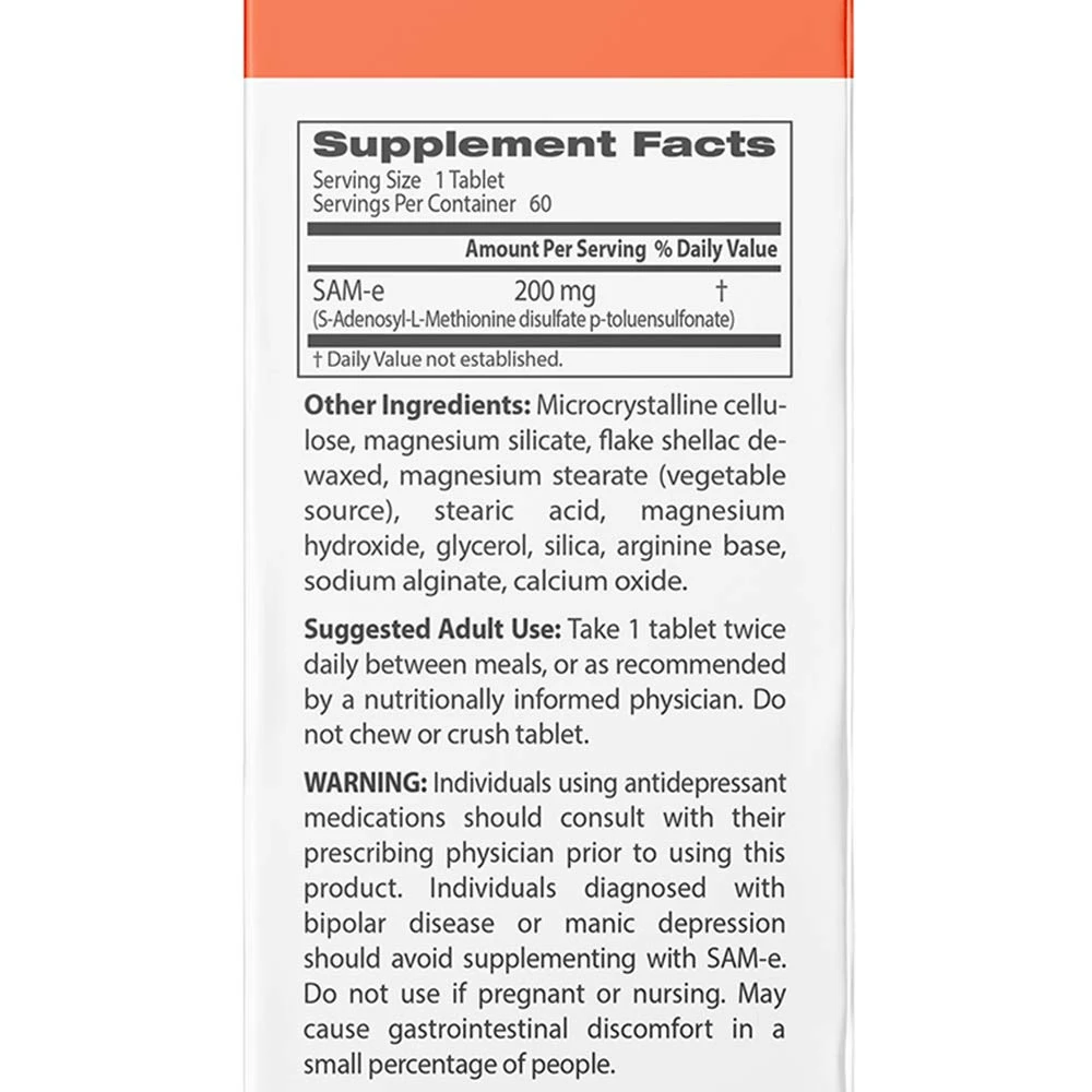 Doctor's Best - SAM-e, 200 mg, 60 tabletter - Bild 5