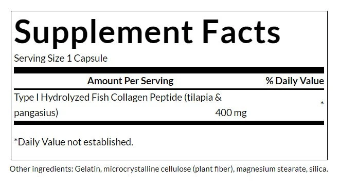 Swanson - Hydrolyserade marina kollagenpeptider typ I, 400 mg (60 kapslar) - Bild 2