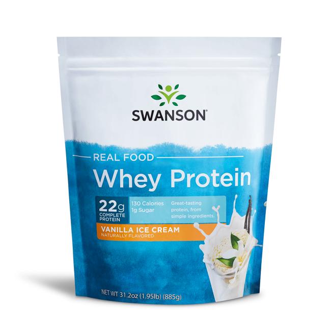 Swanson - Real Food Vassleprotein Vanilj, 885g | Hälsa och välbefinnandeHälsokostProteinerVassleproteinFitness och träningNordisk vitalitet | Apoteka