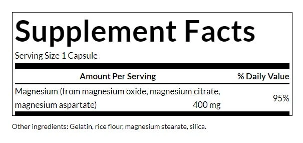 Swanson - Triple Magnesium Complex, 100 kapslar - Bild 2