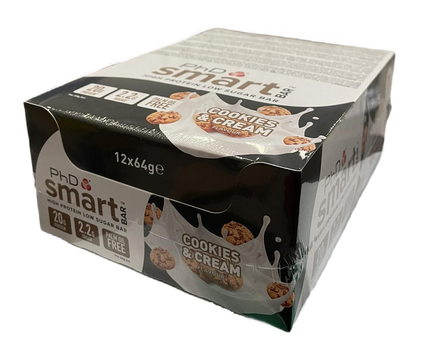 PhD - Smart Bar, Cookies &amp; Cream, 12 x 64g | HälsokostProteinerProteinbarsFitness och träning | Apoteka