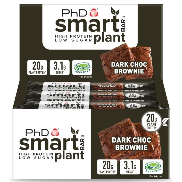 PhD - Smart Bar Plant, Mörk Choklad Brownie, 12 barer | Veganska produkterHälsokostProteinerProteinbarsFitness och träning | Apoteka