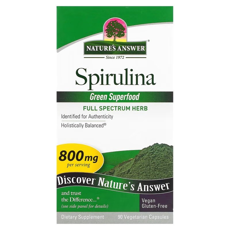 Natures Answer - Spirulina, 800 mg, 90 vegetabiliska kapslar | Vitaminer och MineralerVeganska produkterHälsa och välbefinnandeÖrttillskottHälsokostSpirulinaÖrter och växtbaserade preparat | Apoteka