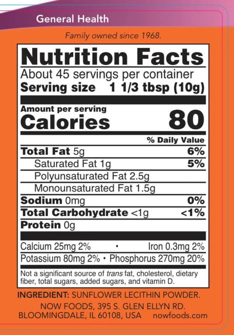 NOW - Solroslecitin Rent Pulver, Storlek - Bild 3