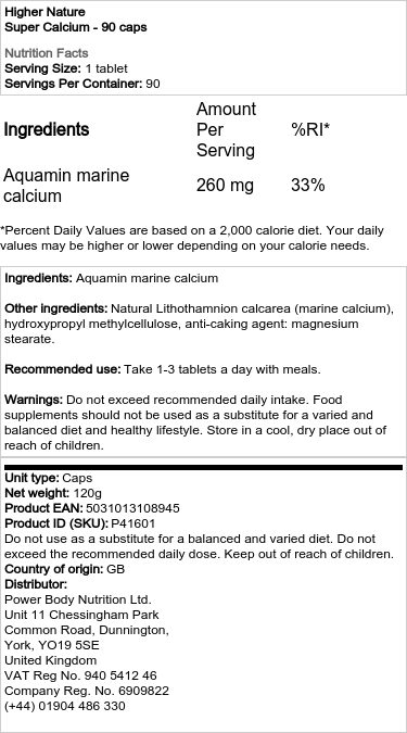 Higher Nature - Superkalcium, 90 kapslar - Bild 2