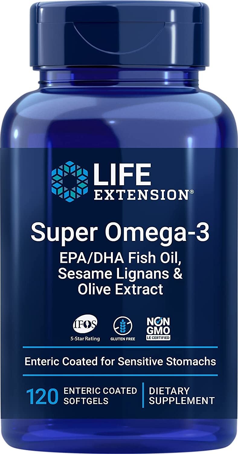Super Omega-3 EPA/DHA with Sesame Lignans & Olive Extract - 120 enteric coated softgels