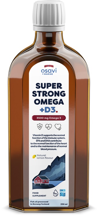 Osavi - Super Strong Omega + D3, 3500 mg Omega 3 (Citron), 250 ml | Hälsa och välbefinnandeHälsokostNordisk vitalitet | Apoteka