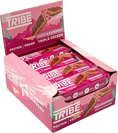 Tribe - Triple Decker, Choklad Hallon - 12 x 40g | Veganska produkterHälsokostProteinerProteinbarsFitness och träning | Apoteka
