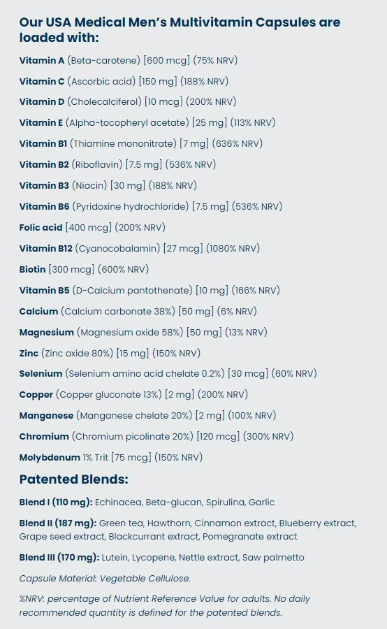 USA Medical - Multivitamin för män, 60 kapslar - Bild 4