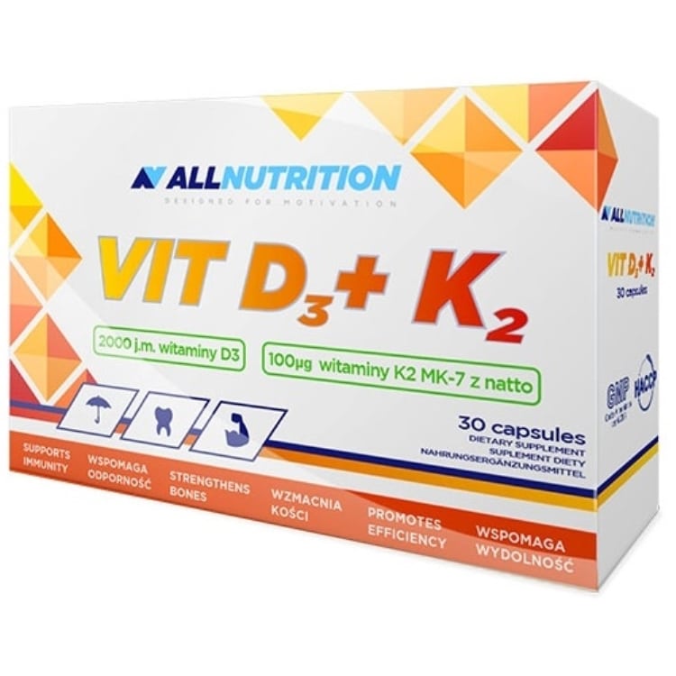 Allnutrition - Vit D3 + K2, 30 kapslar | Vitaminer och MineralerMultivitaminerVissa vitaminerD-vitaminHälsokostD3 | Apoteka