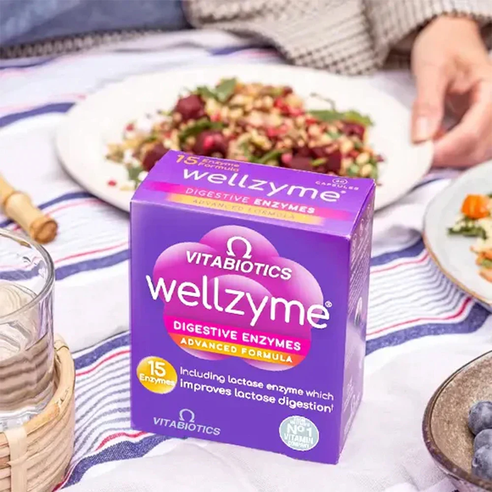Vitabiotics - Wellzyme Avancerad Formel för Matsmältningsenzymer, 60 Kapslar - Bild 7