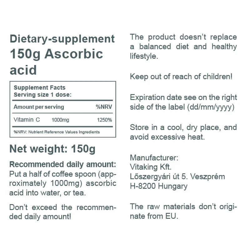 Vitaking - Ascorbinsyrapulver (Vitamin C), 150 g - Bild 3