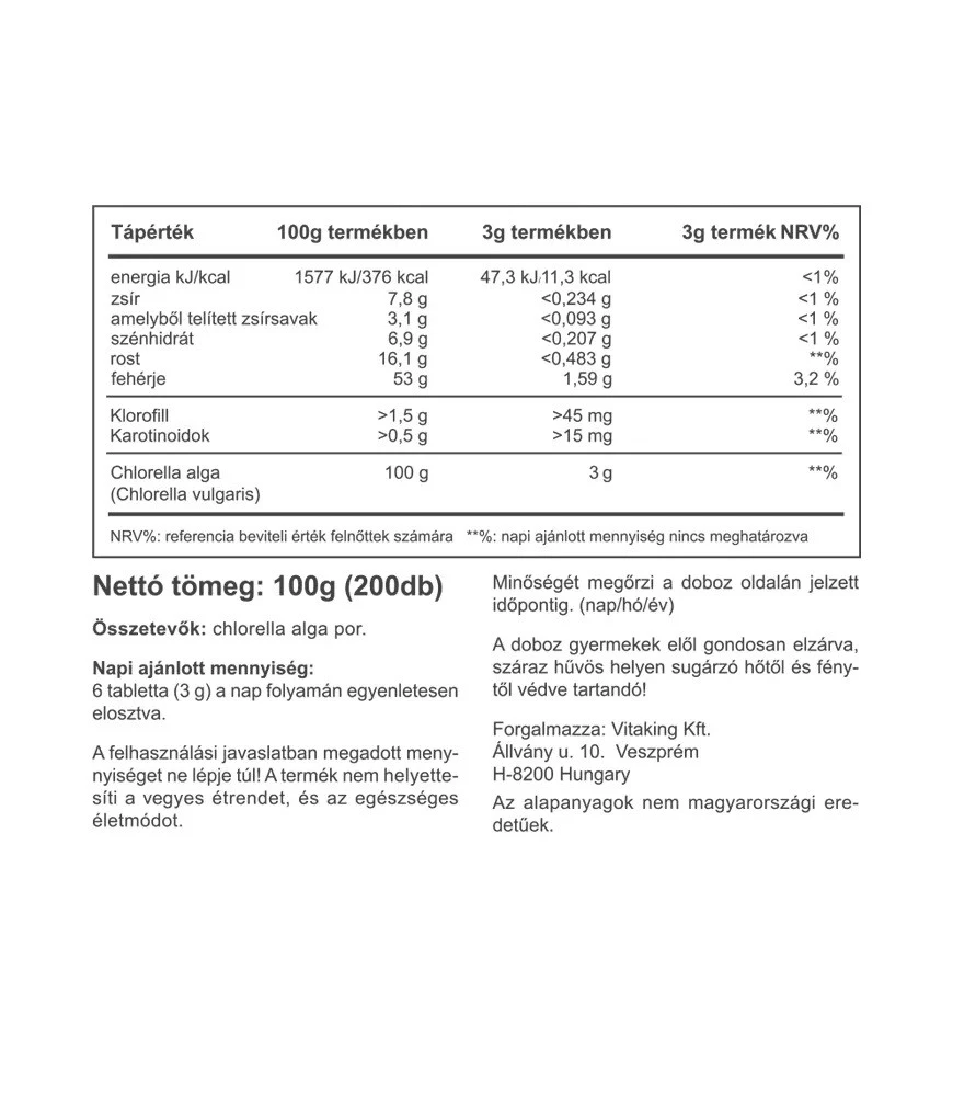 Vitaking - Chlorella Blågrönalg, 500 mg (200 tabletter) - Bild 6