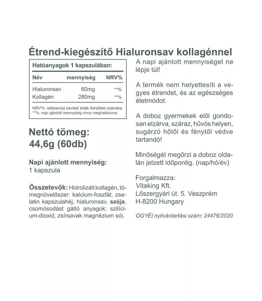 Vitaking - Kollagen + Hyaluronsyra, 60 Kapslar - Bild 2