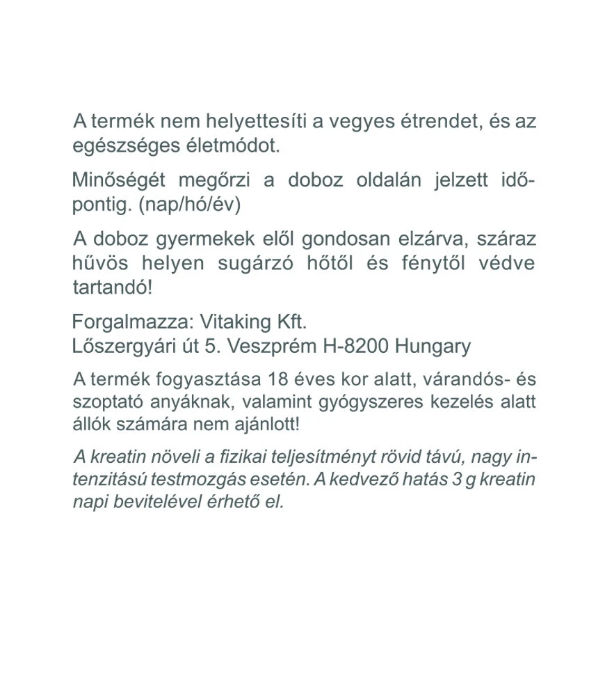 Vitaking - Kreatin 100% Rent Pulver, 250 g - Bild 3