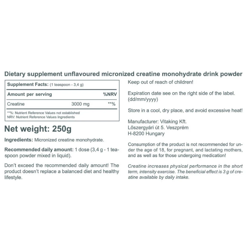 Vitaking - Kreatin 100% Rent Pulver, 250 g - Bild 10