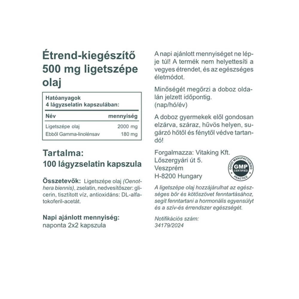 Vitaking - Kvällsprimrosolja, 500 mg (100 kapslar) - Bild 4