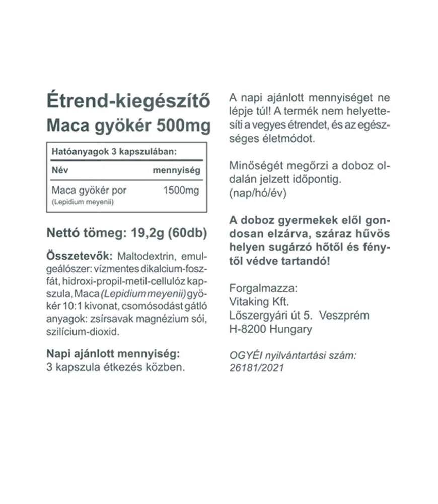 Vitaking - Maca 500 mg, 60 kapslar - Bild 4