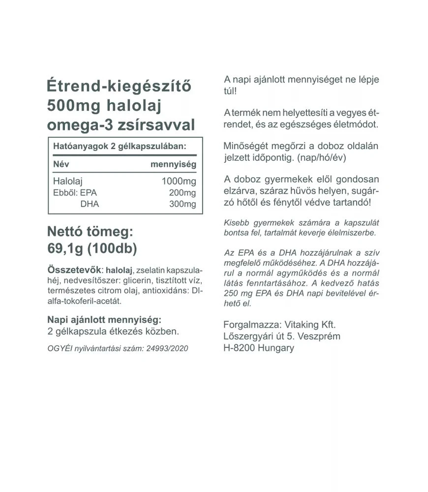 Vitaking - Omega-3 Kids, 500 mg, 100 mjukkapslar - Bild 2