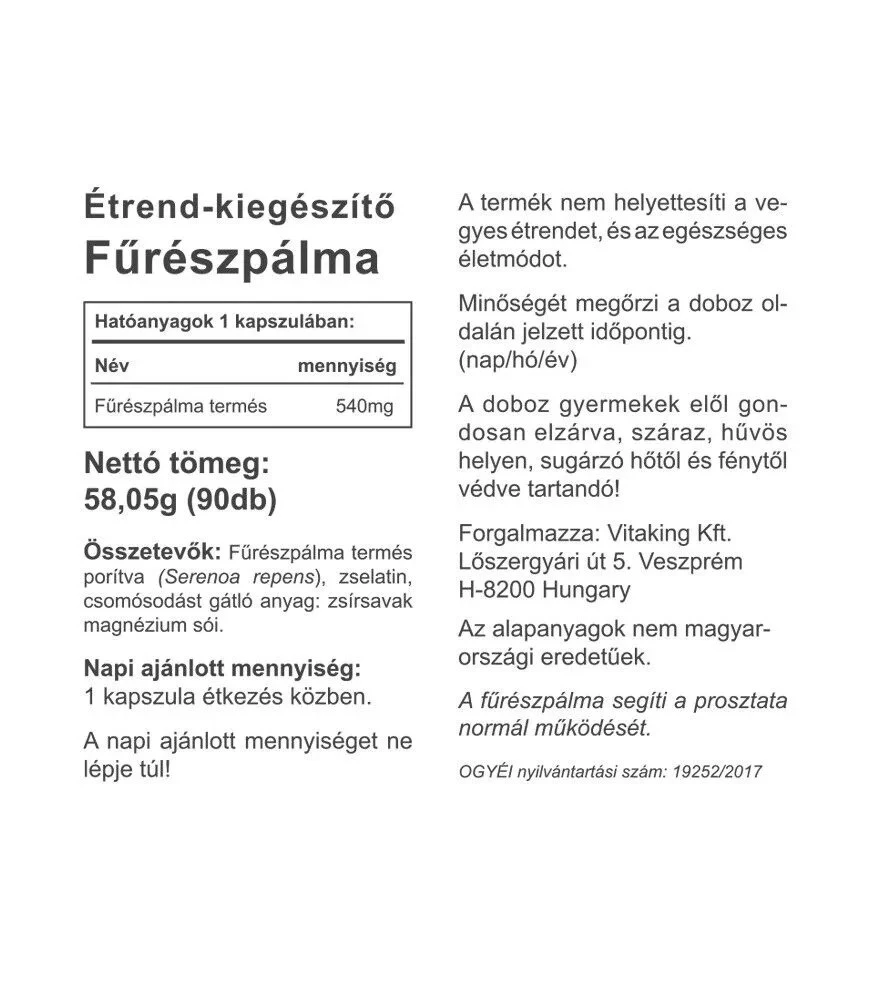 Vitaking - Saw Palmetto, 540 mg, 90 kapslar - Bild 4