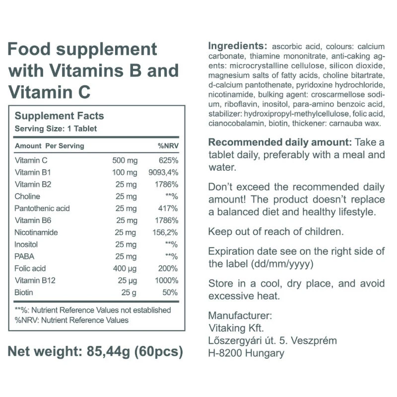 Vitaking - Stress B-Complex Multivitamin, 60 tabletter - Bild 3