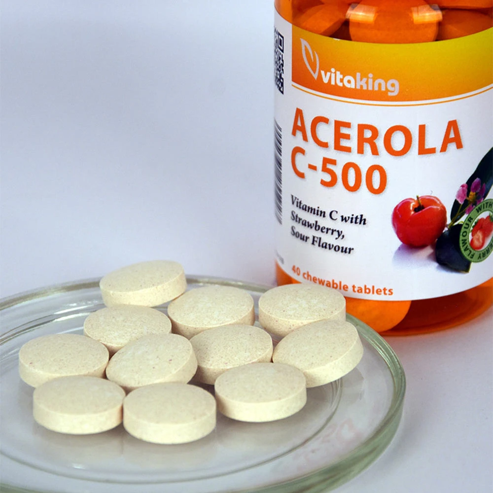 Vitaking - Vitamin C-500 Acerola Hallon, 40 tuggtabletter, jordgubbssmak - Bild 5