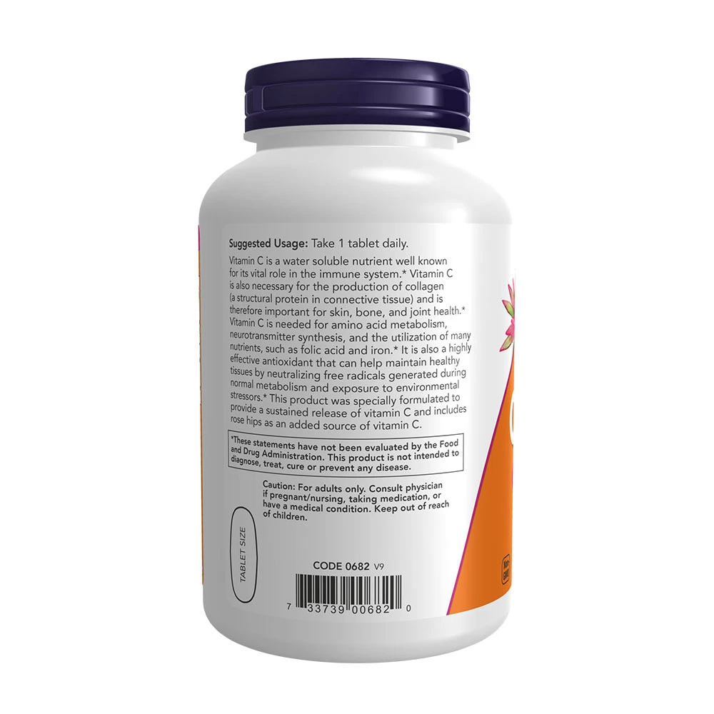 NOW - Vitamin C-1000 med Nypon, Långtidsverkande, 250 tabletter - Bild 5
