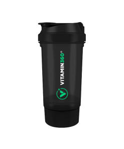 Vitamin360 Wave Shaker (500 ml + 150 ml) (Black)
