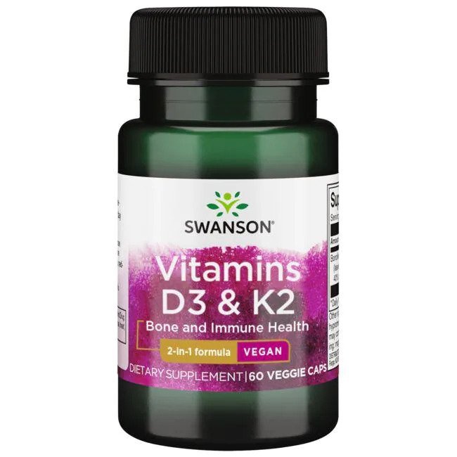 Swanson - Vitaminer D3 &amp; K2, 60 kapslar | Vitaminer och MineralerMultivitaminerVissa vitaminerD-vitaminHälsokostD3 | Apoteka