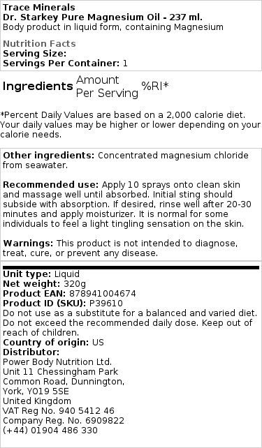 Trace Minerals - Dr. Starkey Ren Magnesiumolja, 237 ml - Bild 2