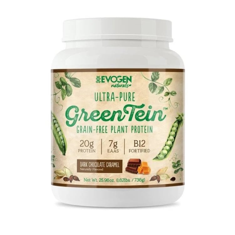 Evogen - Greentein, Kornfritt Växtprotein, Mörk Chokladkaramell - 736 gram | HälsokostProteinerVäxtproteinerFitness och träning | Apoteka