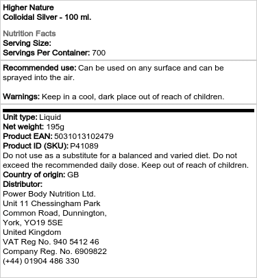 Higher Nature - Kolloidalt Silver, 100 ml - Bild 2