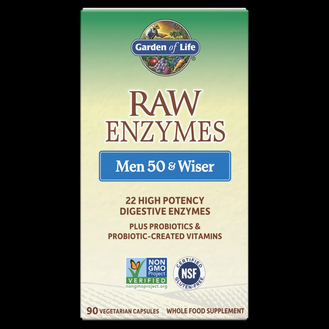 Garden of Life - Raw Enzymer Män 50 &amp; Wiser, 90 Vcaps | Vitaminer och MineralerHälsa och välbefinnandeHälsokostMatsmältningshälsaProbiotikaVitaminer för mänEnzymer | Apoteka