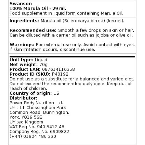 Swanson - 100% Marulaolja, 29 ml - Bild 2