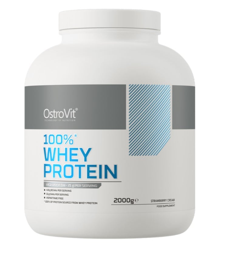OstroVit - 100% Vassleprotein, Jordgubbsgrädde - 2000g | HälsokostKostproteinVassleproteinÅterhämtning efter träning | Apoteka