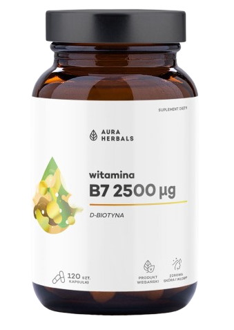 Aura Herbals - Biotin B7 2500 µg, 60 kapslar | Vitaminer och MineralerVissa vitaminerBiotin | Apoteka