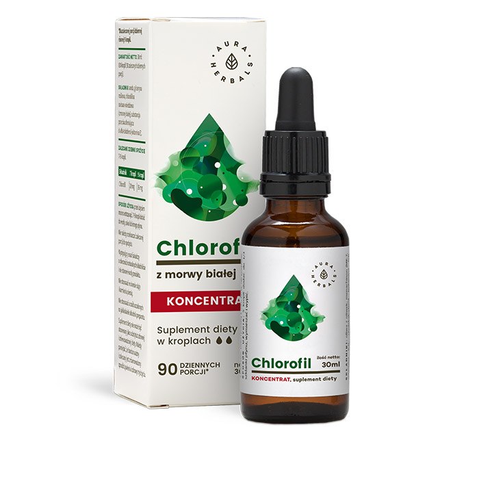 Aura Herbals - Klorofyll från Vitmullbär, 30 ml | Vitaminer och MineralerÖrter och växtbaserade preparat | Apoteka