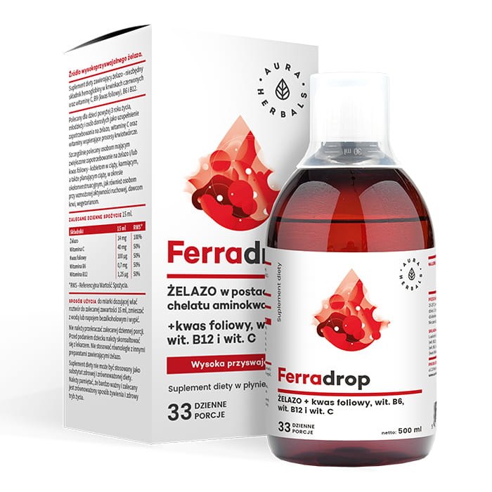 Aura Herbals - Ferradrop, Flytande Järn + Folsyra, 500 ml | Vitaminer och MineralerVissa mineralerJärnFolsyra | Apoteka
