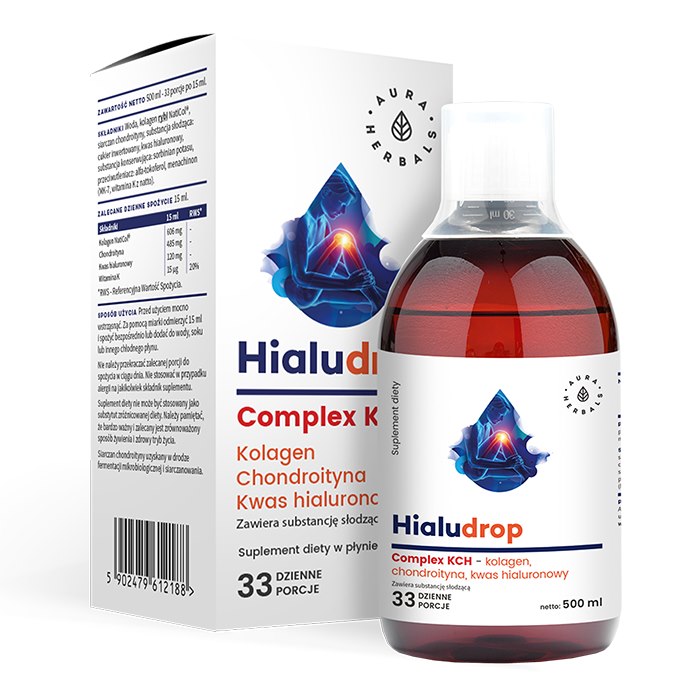 Aura Herbals - Hialudrop Complex CCH, Kollagen, Kondroitin, Hyaluronsyra, 500 ml | Vitaminer och MineralerHälsa och välbefinnandeKollagenVitalitetHyaluronsyra | Apoteka