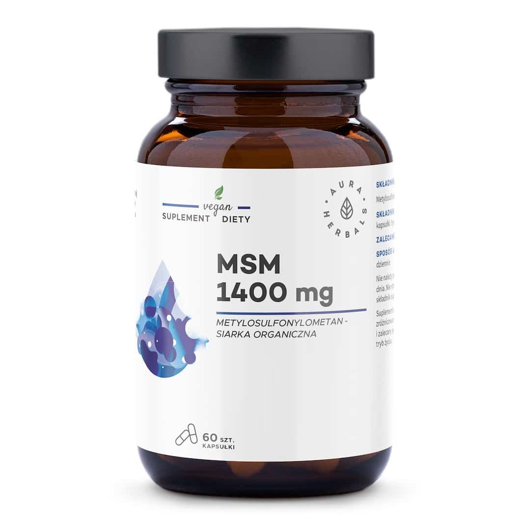 Aura Herbals - MSM 1400 mg, Organiskt Svavel, 60 Kapslar | Vitaminer och MineralerMSM | Apoteka