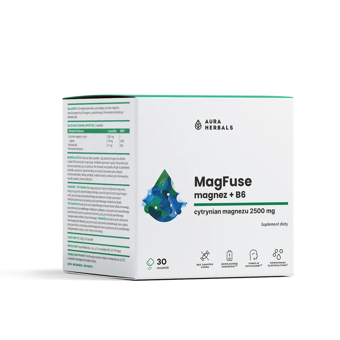 Aura Herbals - MagFuse: Magnesium + B6, 30 st | Vitaminer och MineralerVissa mineralerMagnesium | Apoteka