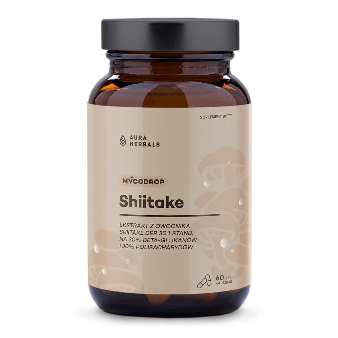 Aura Herbals - Mycodrop Shiitake 30:1, 30% beta-glukan, 60 kapslar | Vitaminer och MineralerAntioxidanterSvamptillskott | Apoteka